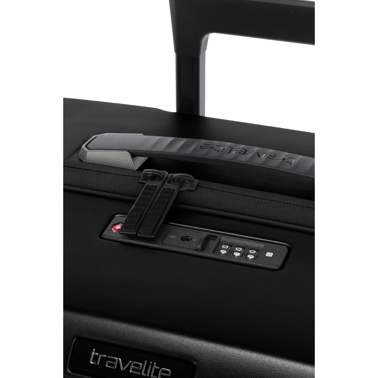 travelite millennium stor kuffert, sort, håndtag