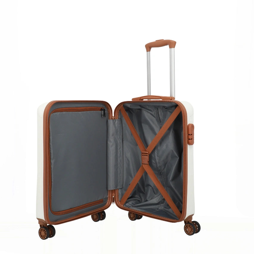 travelite Bali hvid kabinekuffert, åben