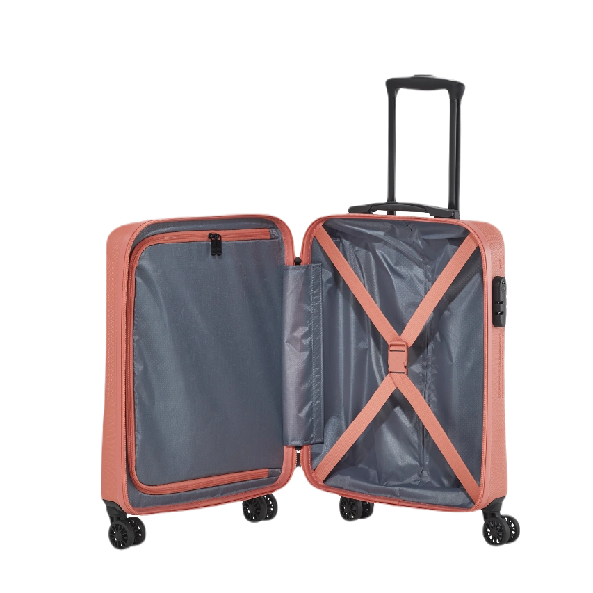 Bali kabinekuffert koralrød, åben