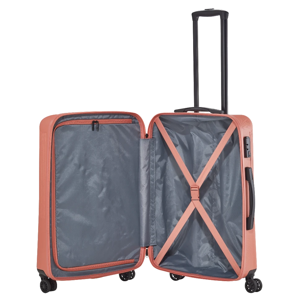 travelite bali medium kuffert koralrød åben