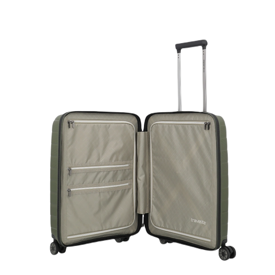 Travelite AirBase Olivengøn kabinekuffert, åben