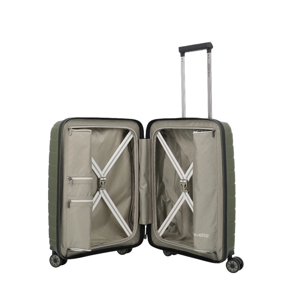 Travelite AirBase Olivengøn kabinekuffert, åben