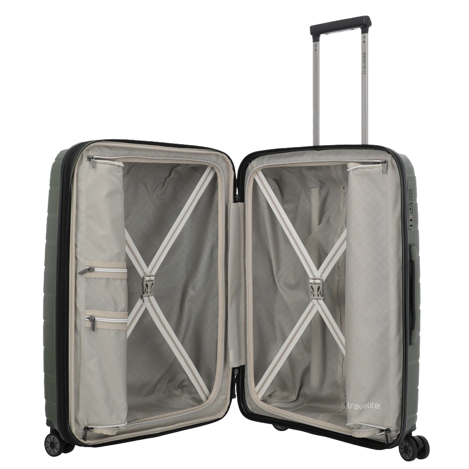 Travelite Air Base Olivengrøn kuffert Medium, åben