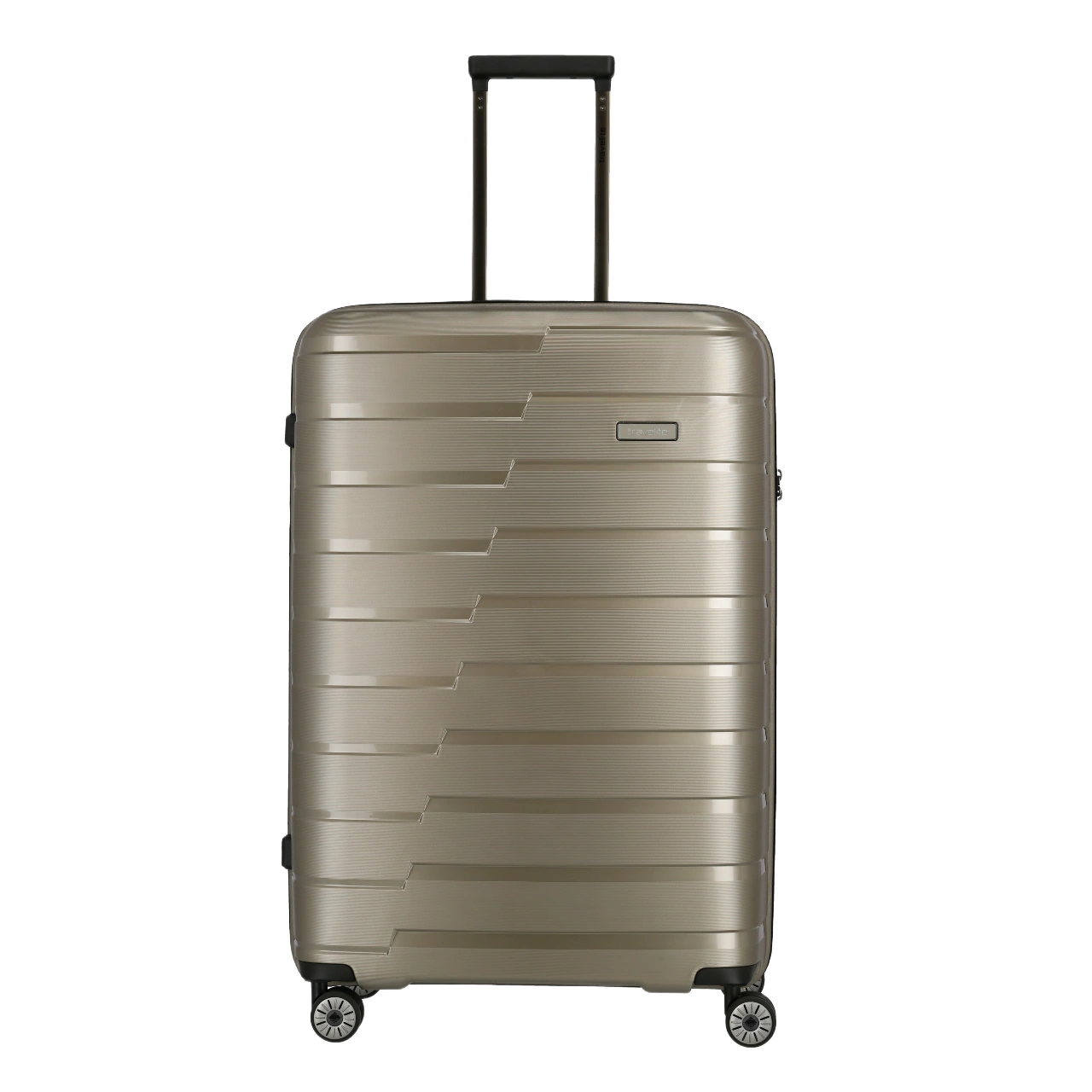 travelite air base stor kuffert i farven Champagne, forfra