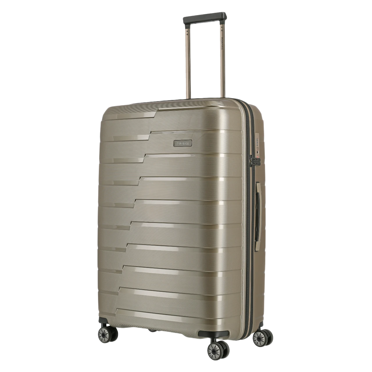 travelite air base str kuffert i farven Champagne, skråt forfra
