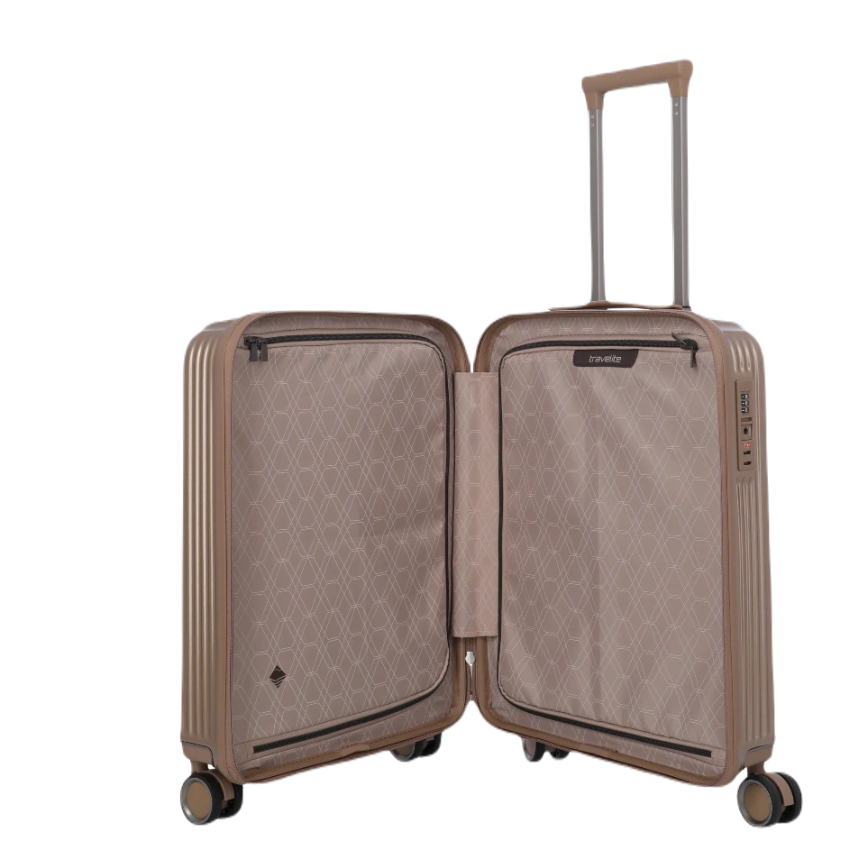 Travelite Paros Kabinekuffert Cappuchino, åben