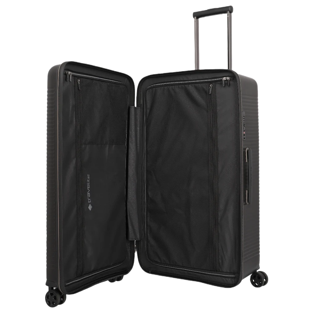 travelite Roomer stor kuffert, sort, åben