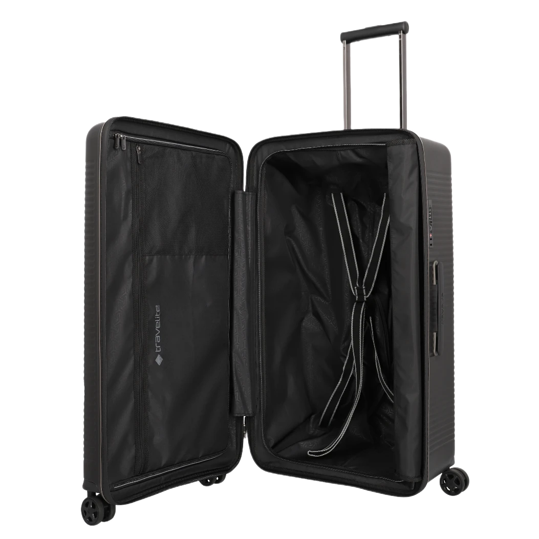 travelite Roomer stor kuffert, sort, åben