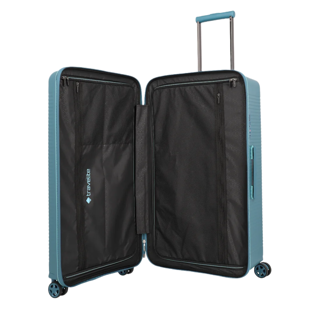 travelite Roomer stor Trunk kuffert Aqua, åben