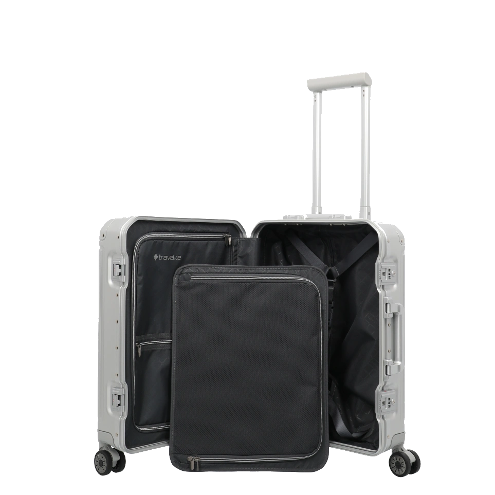 travelite next 2.0 aluminium kabinekuffert, åben