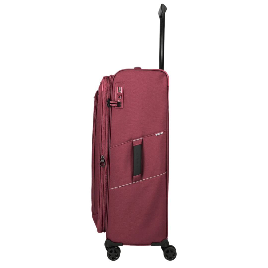 travelite skaii stor rød kuffert, fra siden