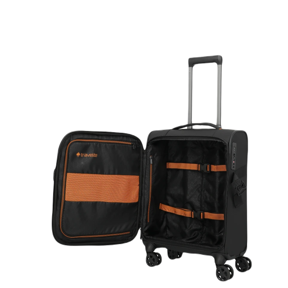 travelite briize sort kabinekuffert, åben