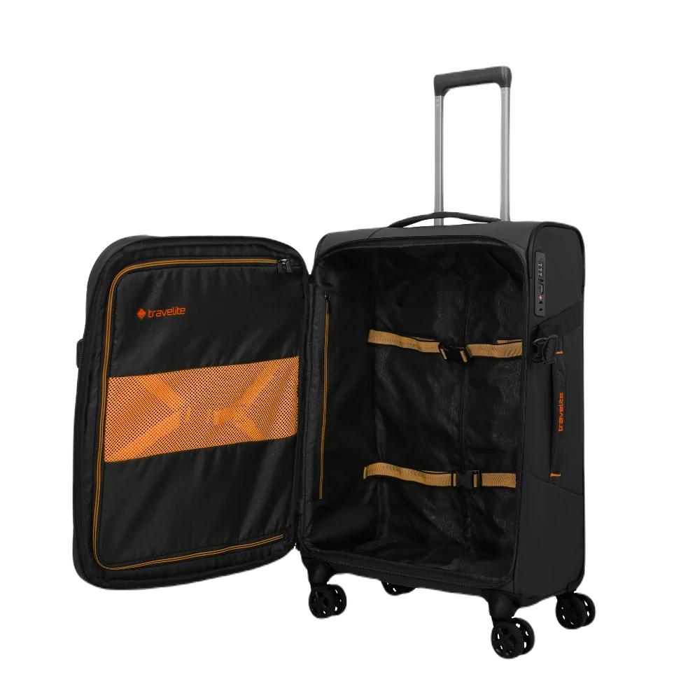 travelite briize medium kuffert sort, åben