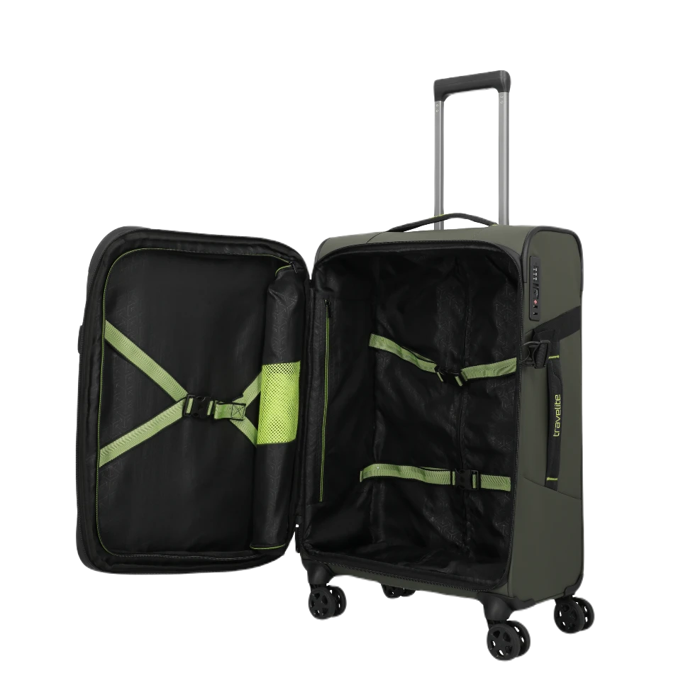travelte Briize medium kuffert, Khaki, åben