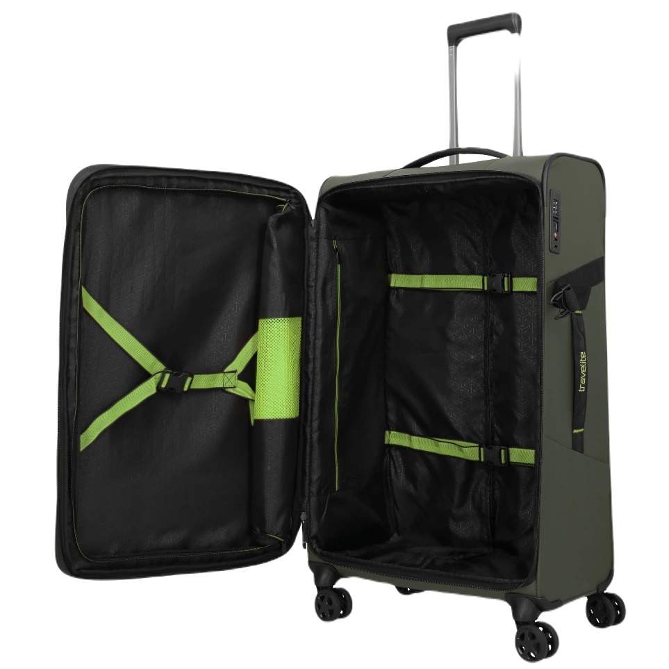 travelite briize stor kuffert khaki, åben