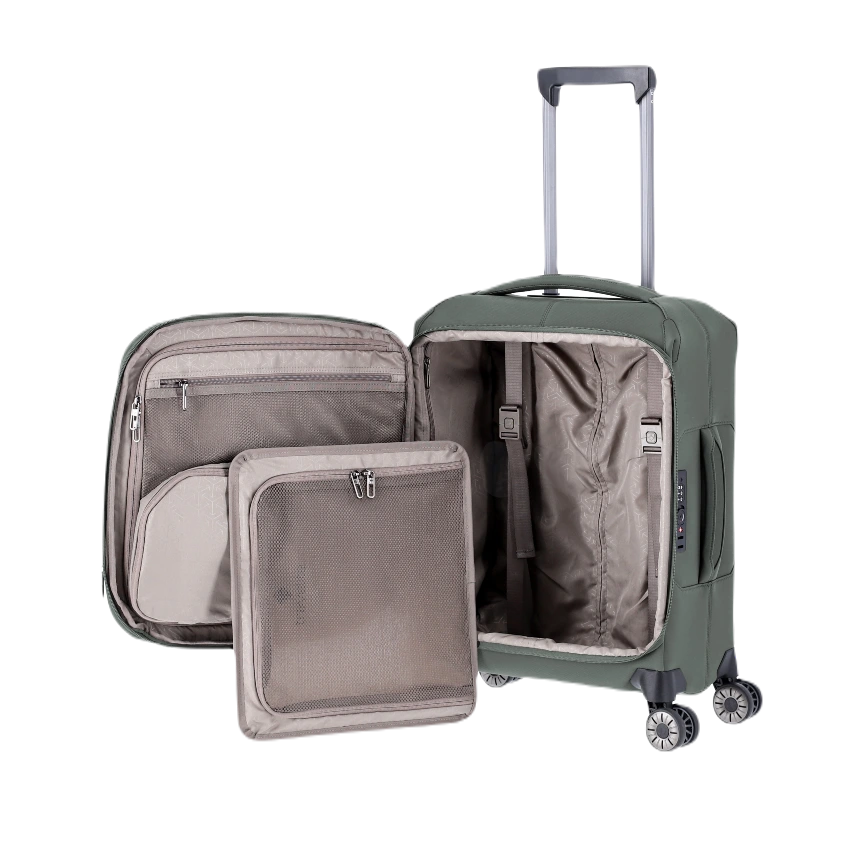 Travelte Priima Kabinekuffert olivengrøn, åben