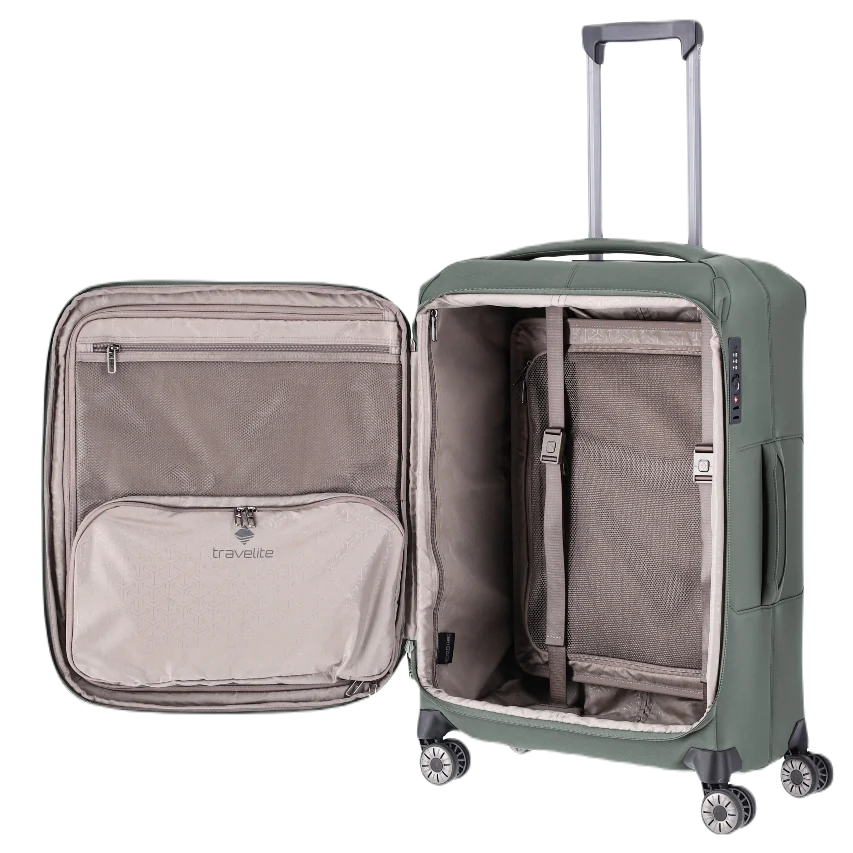 Travelite Priima Medium Kuffert Olivengrøn, åben