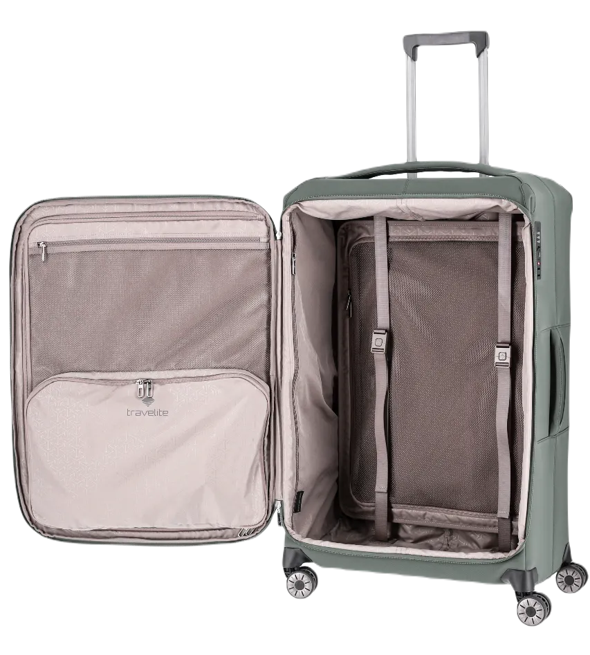 Travelite Priima Stor Kuffert, Olivengrøn, åben