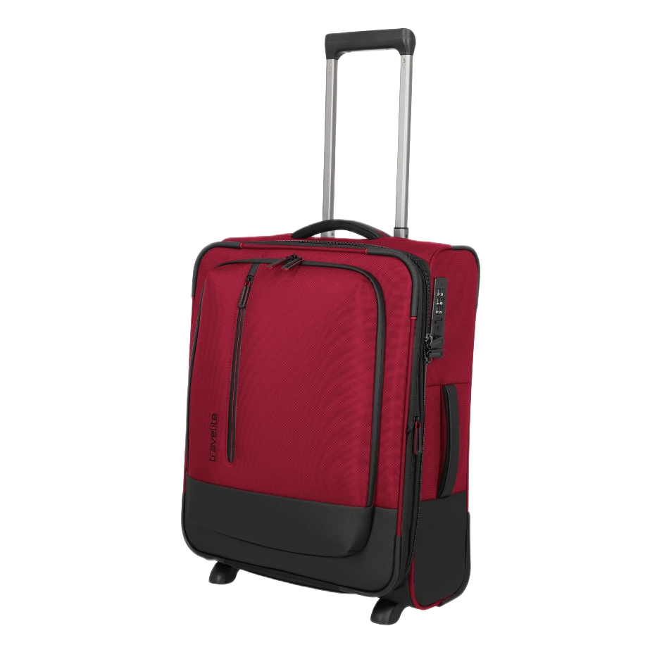 travelite Crosslite 2-hjulet rød kabinekuffert, skråt forfra
