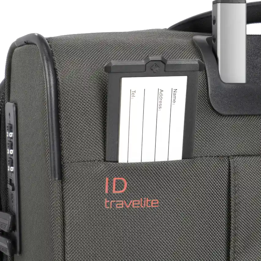 travelite crosslite 2W trolley, oliven, nametag