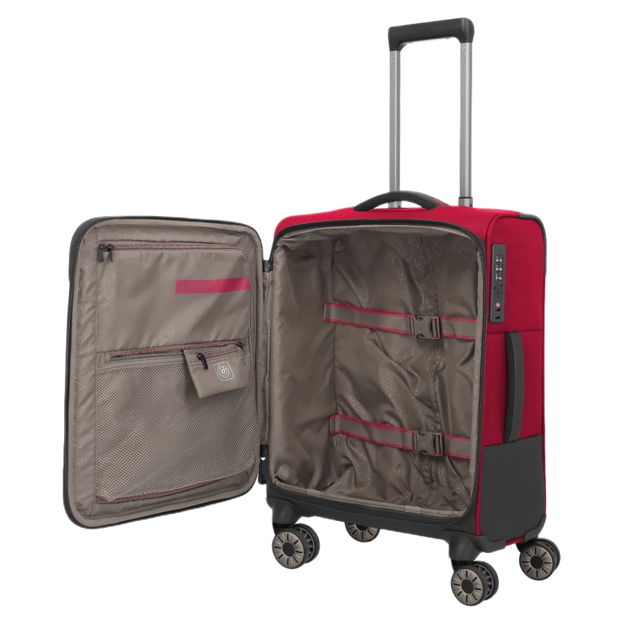 travelite crosslite slim kabinekuffert rød, indvendig
