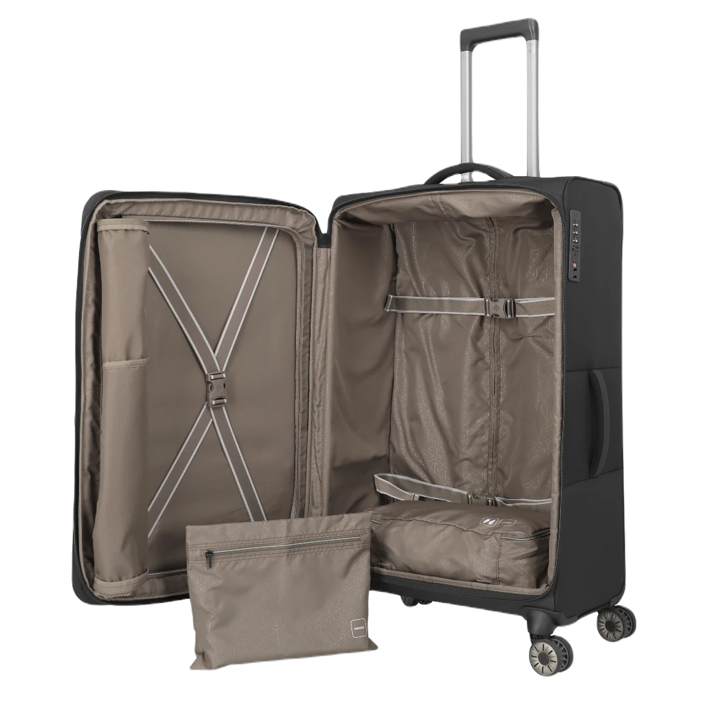 travelite stor crosslite kuffert sort, åben