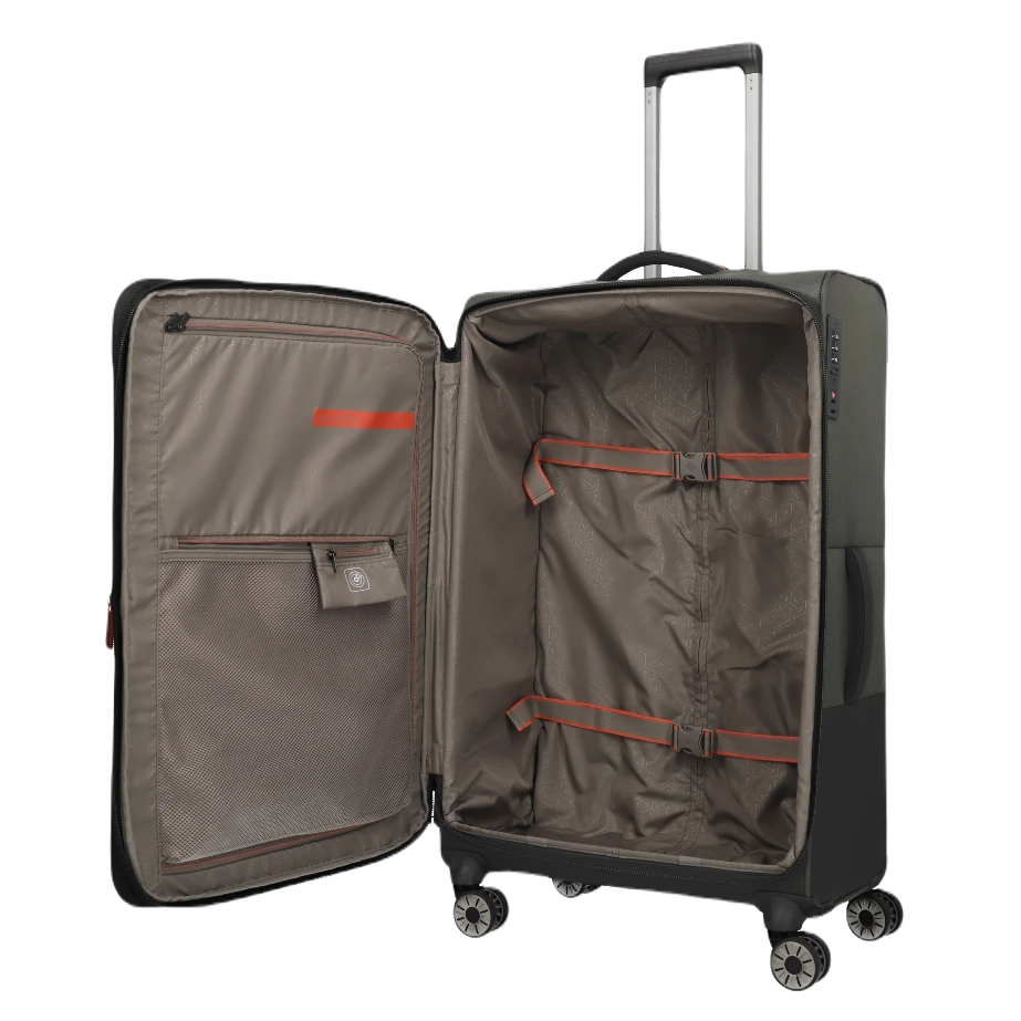 travelite crosslite stor kuffert olive, åben