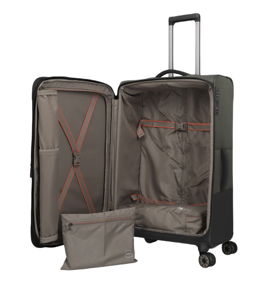 travelite crosslite stor kuffert olive, åben