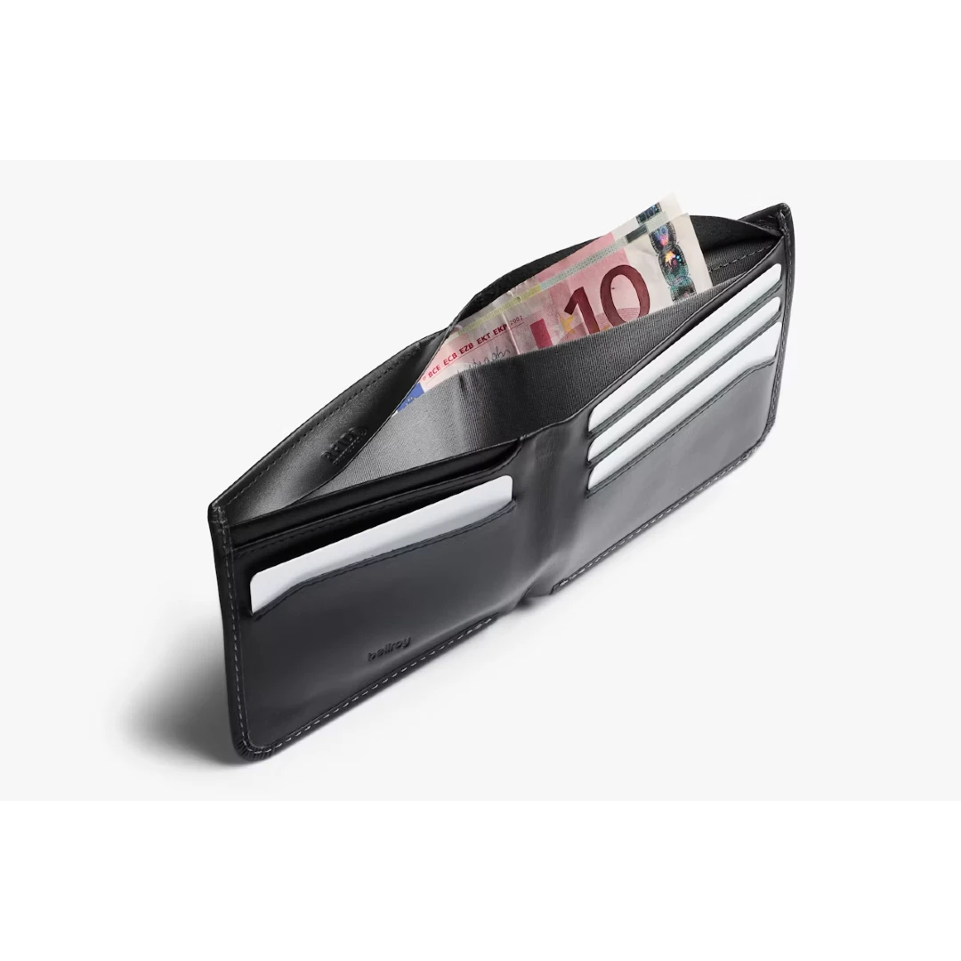 Bellroy Hide & Seek Pung Hi, Sort med kort og euros