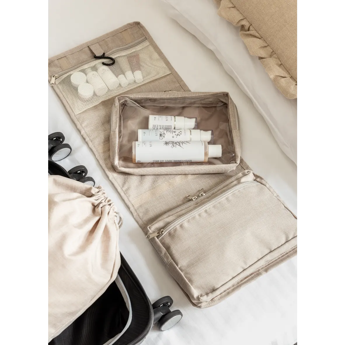 bigso box toilettaske med ophæng, beige