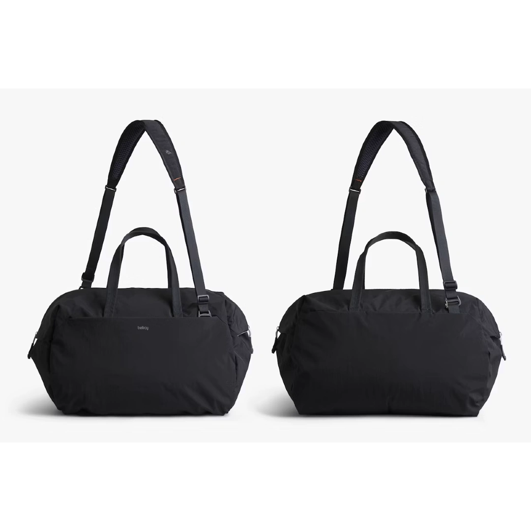 Bellroy Lite Duffel 40 liter, Sort, forfra og bagfra