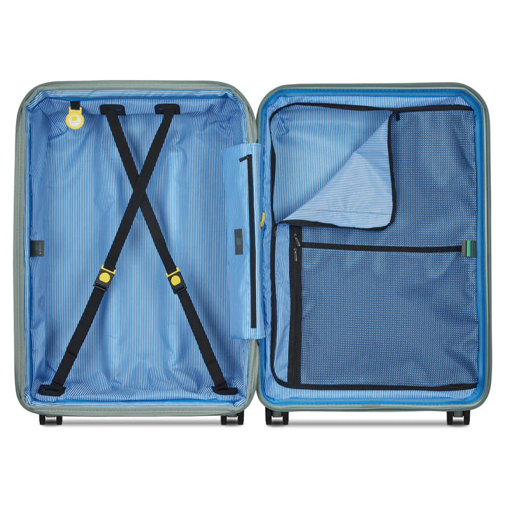 Delsey Lutece stor sage grøn kuffert, 76 cm, indvendig,for