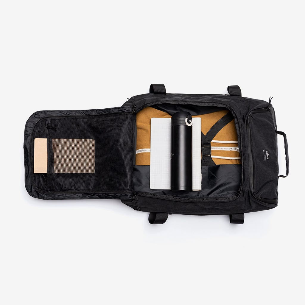 Sort lefrik wanderer rygsæk åben