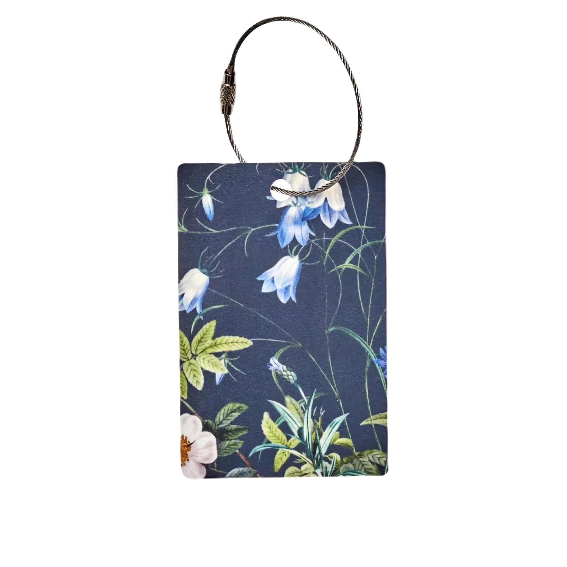 Kuffertmærke med blåt blomstermotiv Koustrup