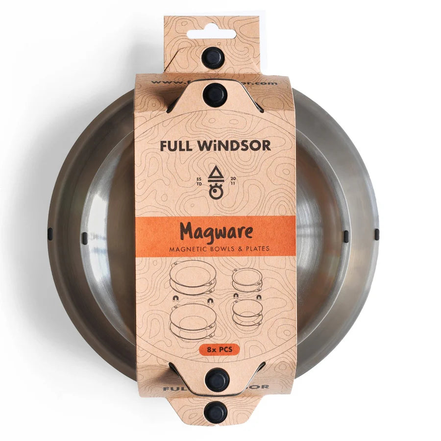 Magware Sæt med 4 stålskåle og tallerkner fra Full Windsor