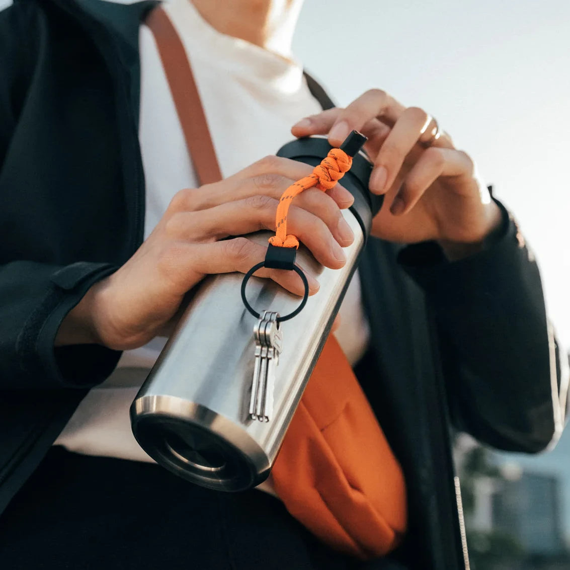 Orbitkey Urban Cord Keychain -orange på flaske