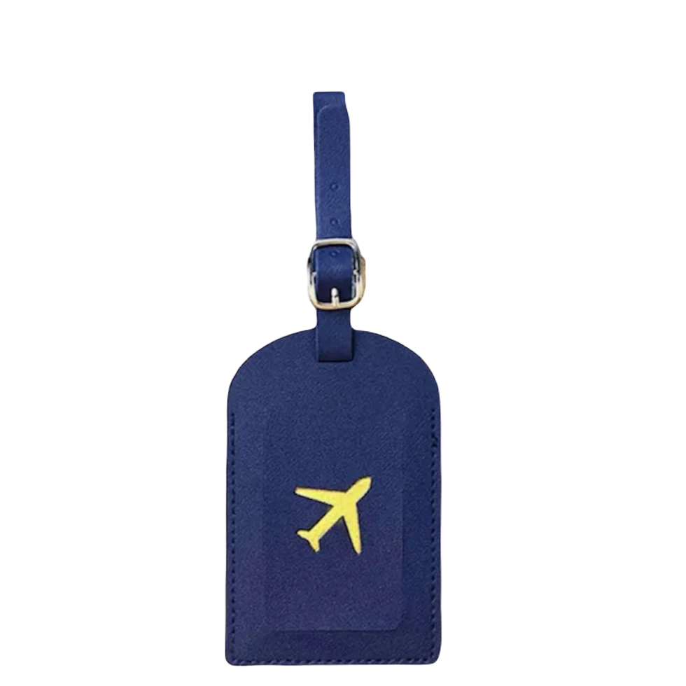 Kuffertmærke med flymotiv blåt