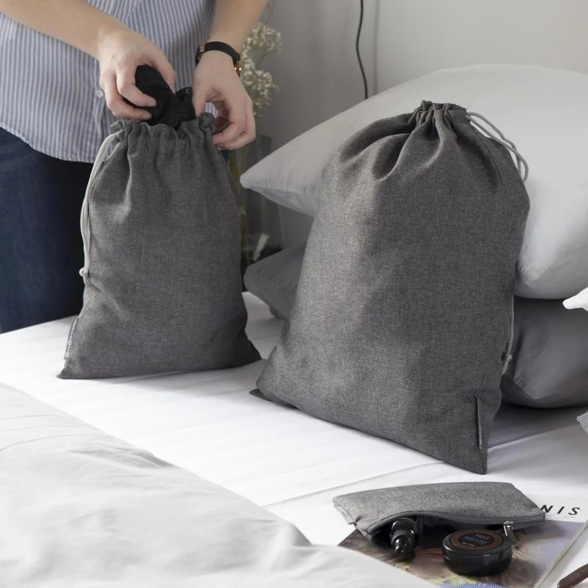 Grå packing cubes af bigsobox