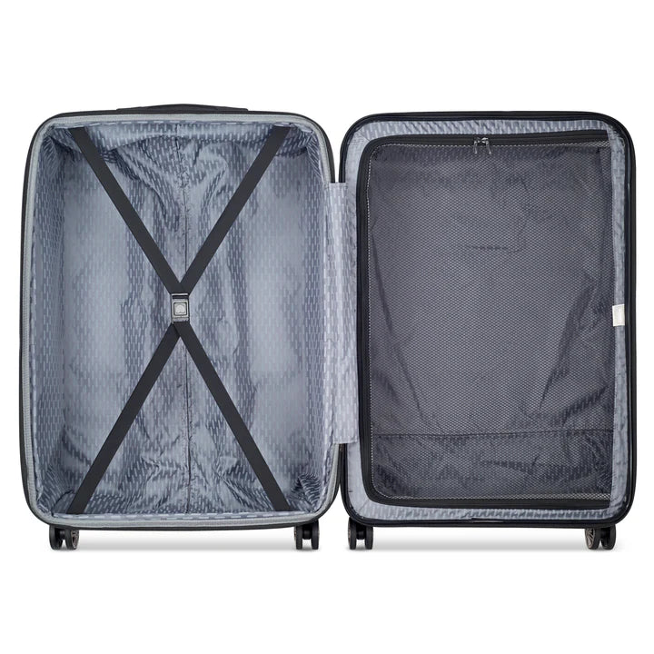 Delsey Air Amour Stor 77 cm sort kuffert, åben med detaljer