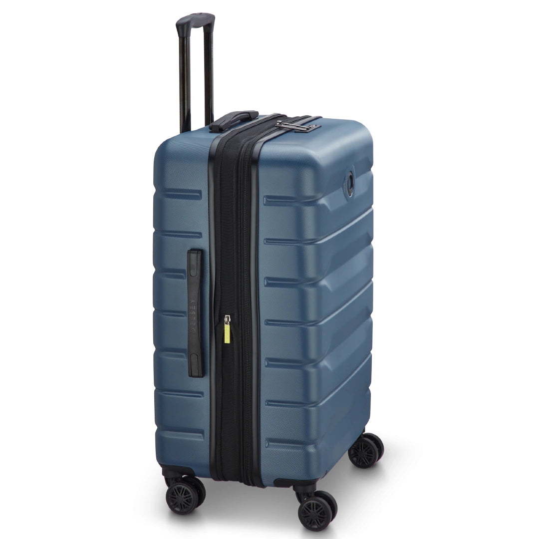 Delsey AIr Amour stor 77 cm blå kuffert, fra siden