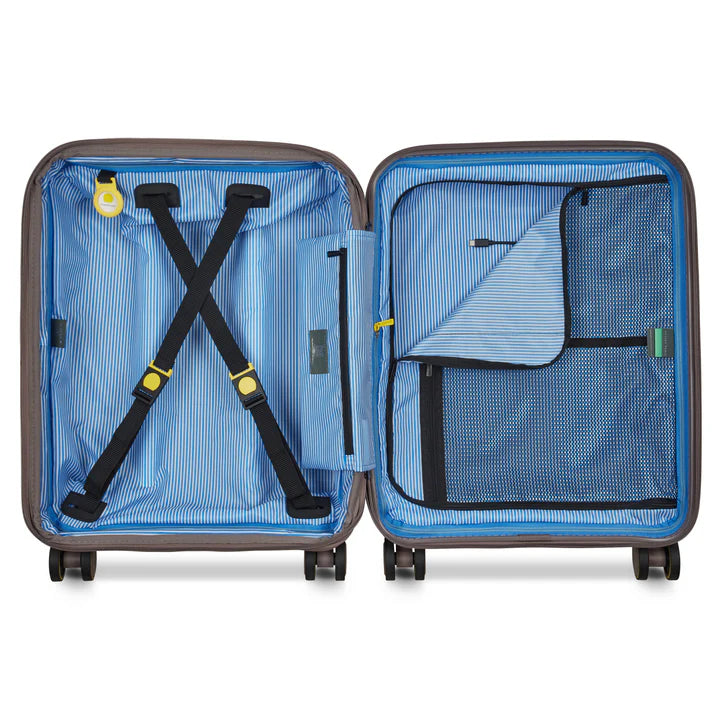 Delsey Lutece Slim kabinekuffert med ekspension 20-22 cm i brun, indvendig