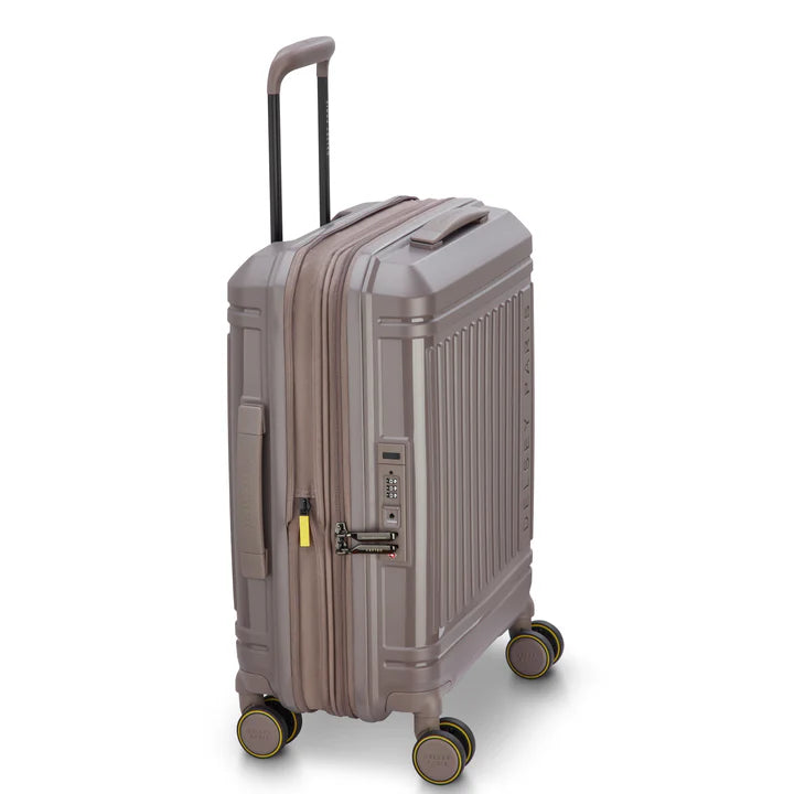 Delsey Lutece Slim kabinekuffert med ekspension 20-22 cm i brun, fra siden