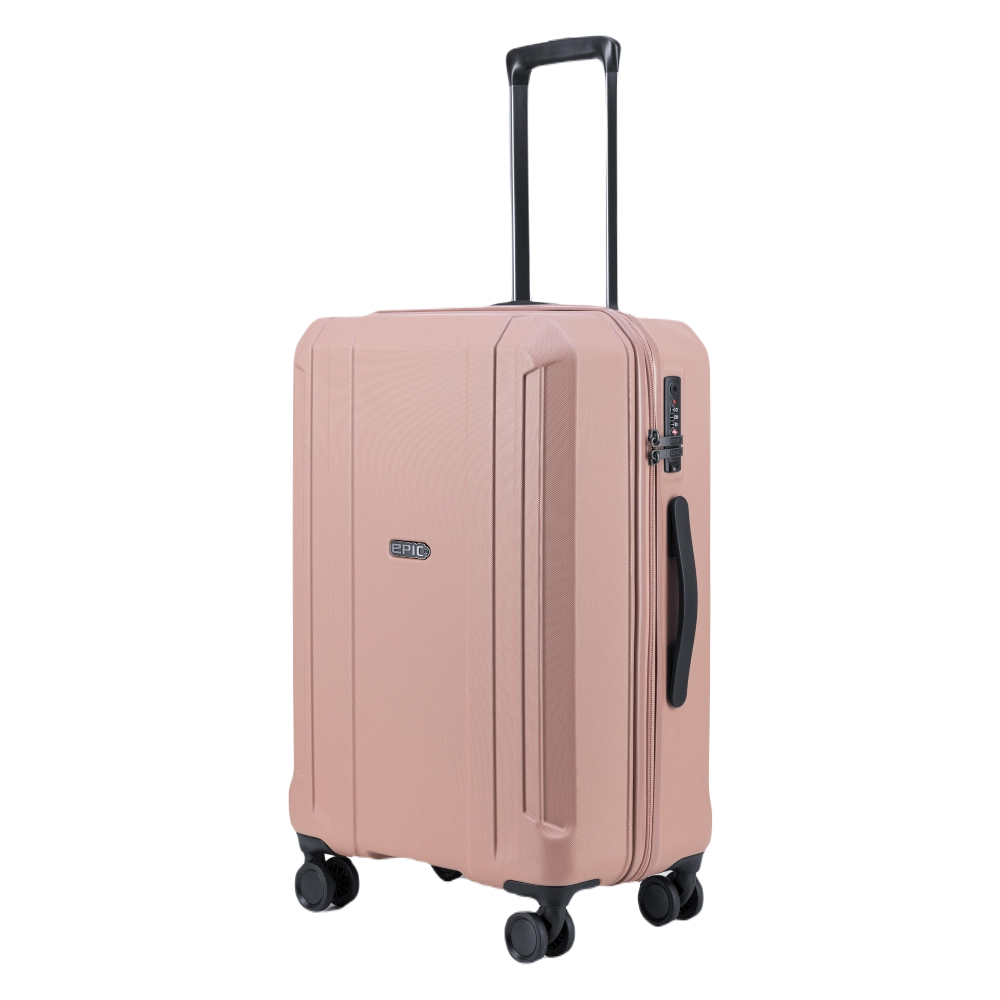 epic airwave neo kuffert i farven ibis rose i medium størrelse, set i profil/vinkel