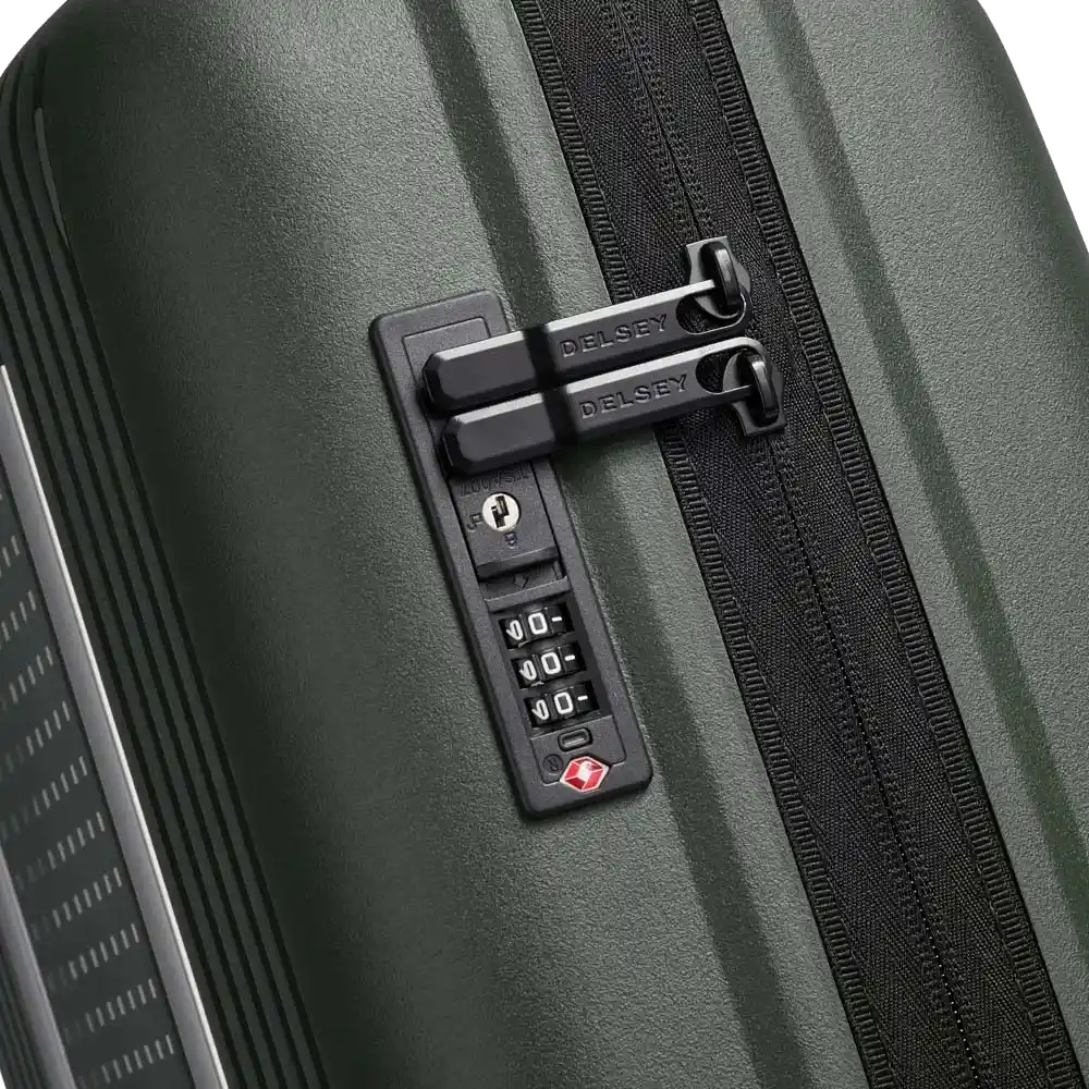 Delsey Ordener kabinekuffert khaki/grøn, lås, thetraveller