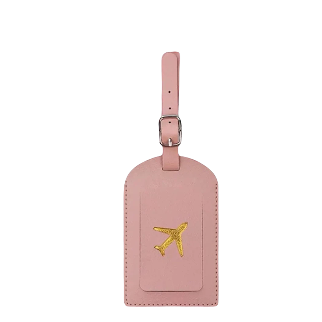 Kuffertmærke med flymotiv lyserødt