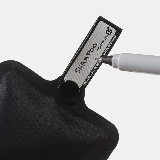 Matador flatpak toiletry bottle, mærkning