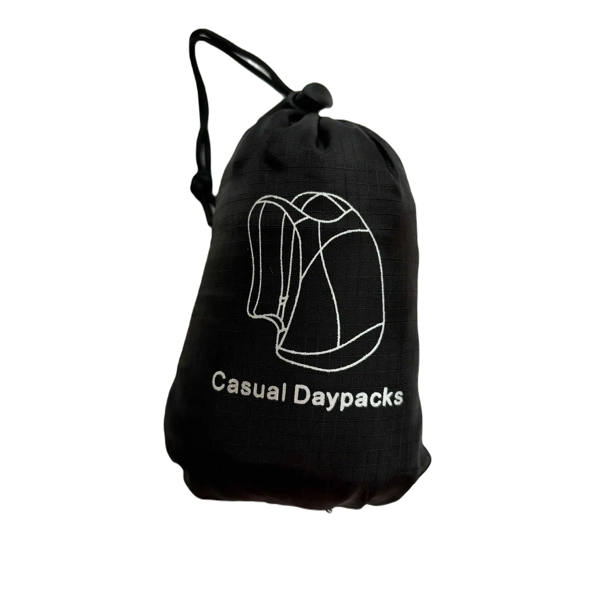 mini sammenfoldbar rygsæk sort, sammenfoldet