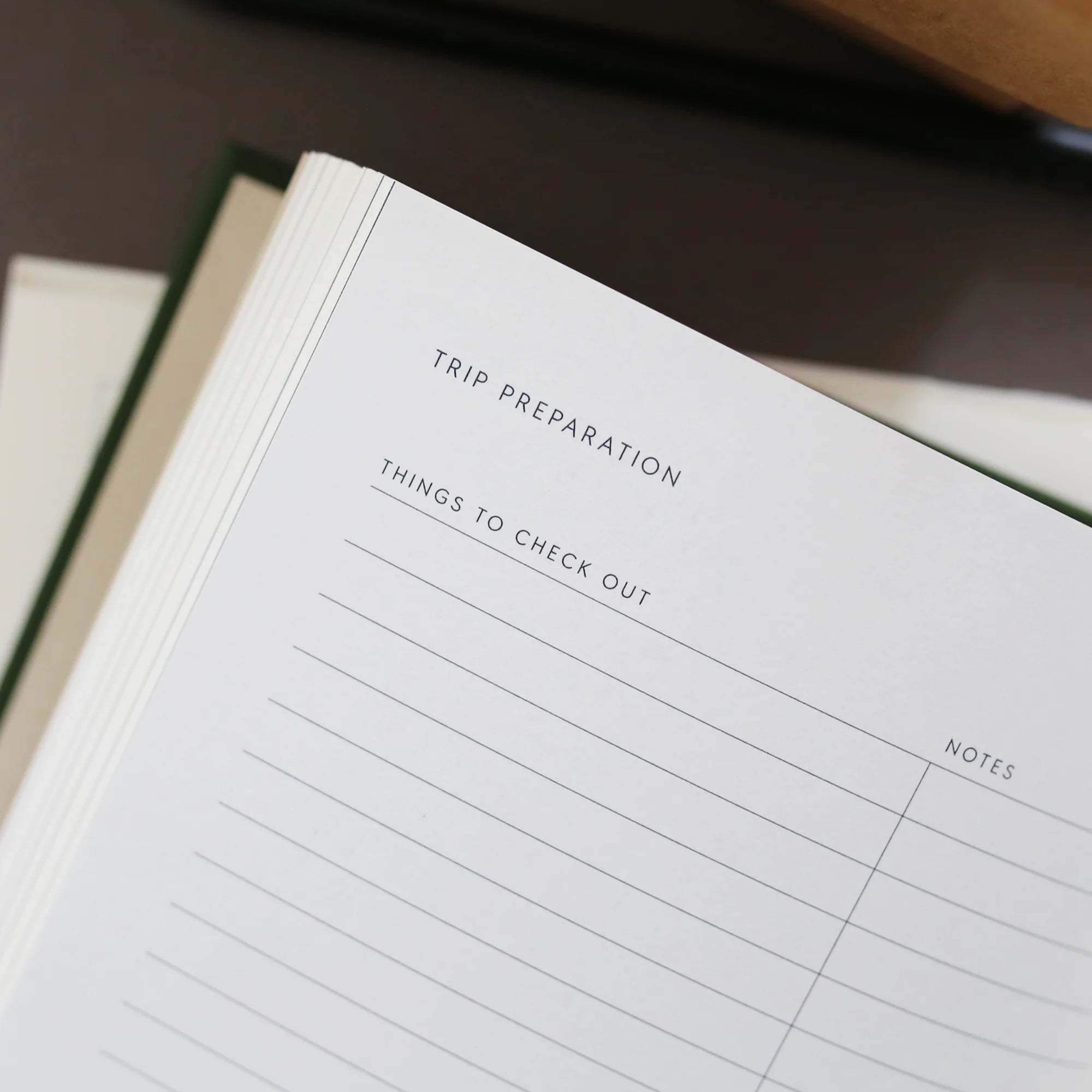 travel journal indvendig, forberedelse