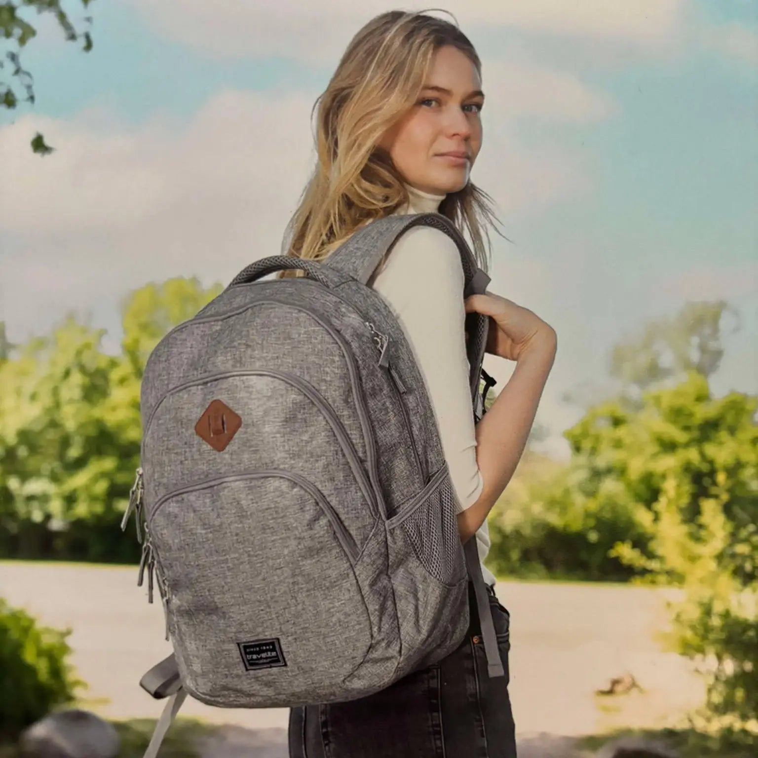 travelite basics melange rygsæk lysegrå