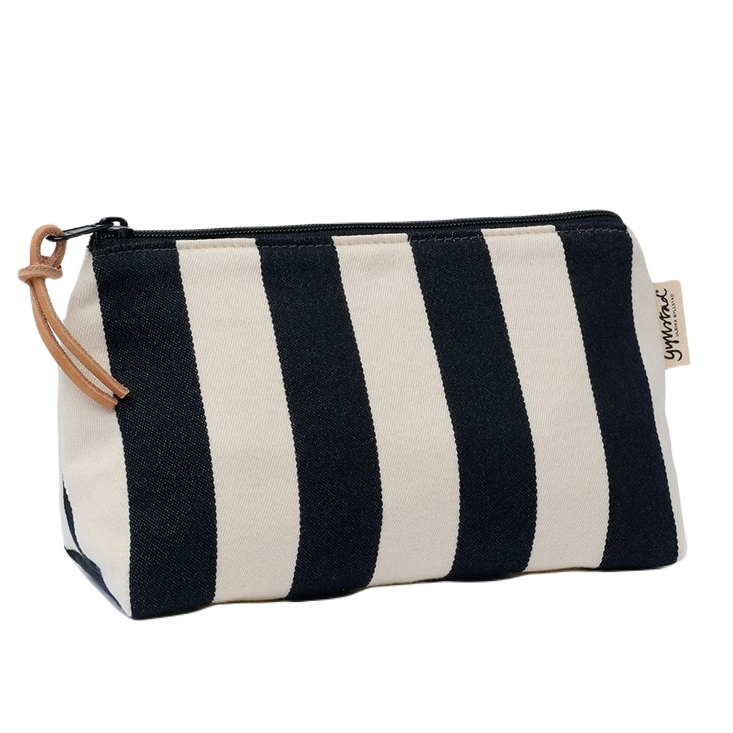 Ulrika Gyllstad Toilettaske sort-hvidstribet i Økologisk bomuld